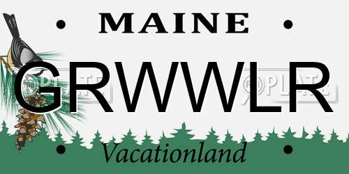 GRWWLR Maine License Plate