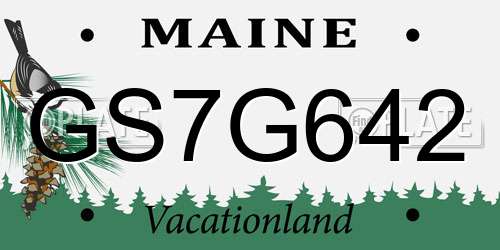 GS7G642 Maine License Plate