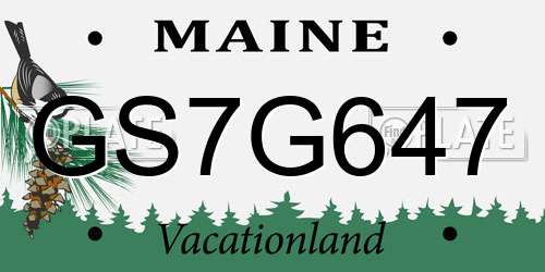 GS7G647 Maine License Plate