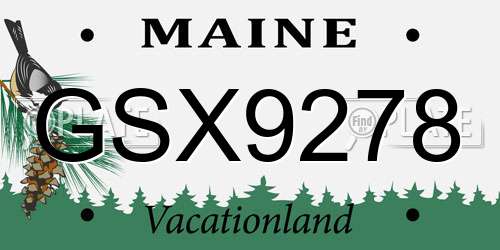 GSX9278 Maine License Plate