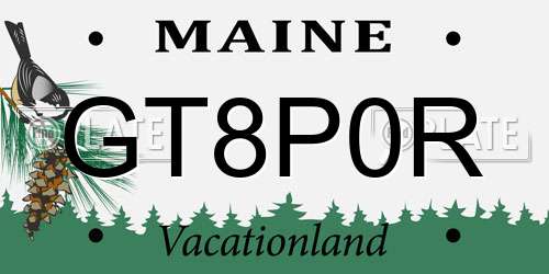 GT8P0R Maine License Plate