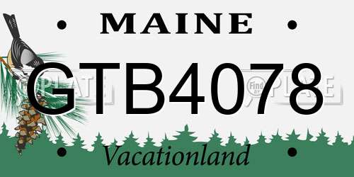 GTB4078 Maine License Plate