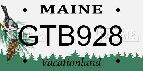 GTB928 Maine License Plate