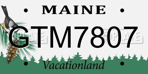GTM7807 Maine License Plate