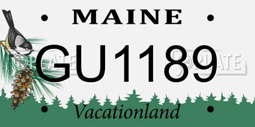 GU1189 Maine License Plate