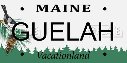 GUELAH Maine License Plate