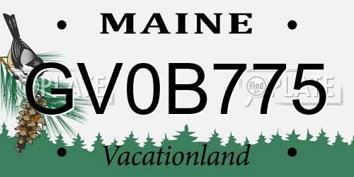 GV0B775 Maine License Plate