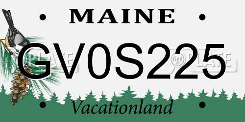 GV0S225 Maine License Plate