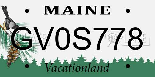 GV0S778 Maine License Plate