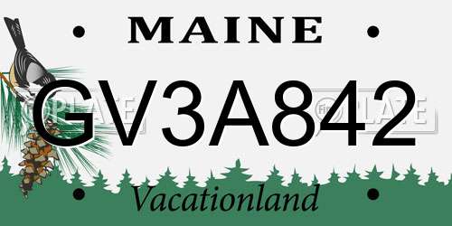 GV3A842 Maine License Plate