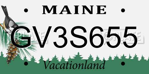 GV3S655 Maine License Plate