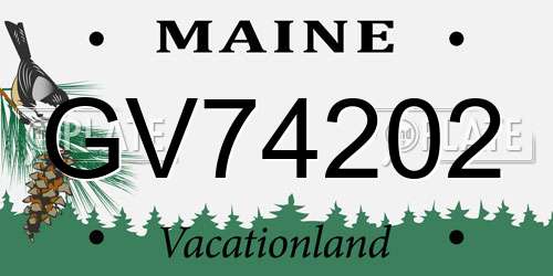 GV74202 Maine License Plate