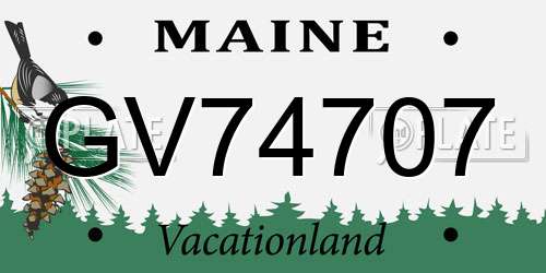 GV74707 Maine License Plate