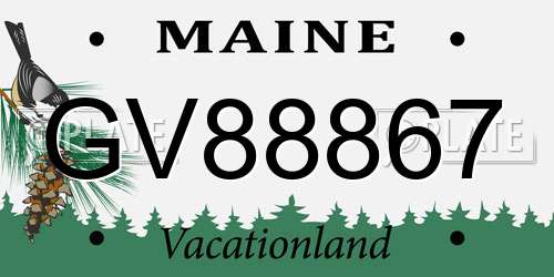 GV88867 Maine License Plate