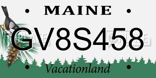 GV8S458 Maine License Plate