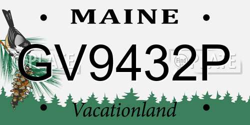 GV9432P Maine License Plate