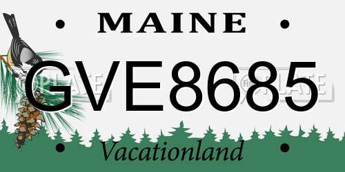GVE8685 Maine License Plate
