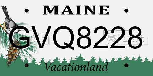 GVQ8228 Maine License Plate