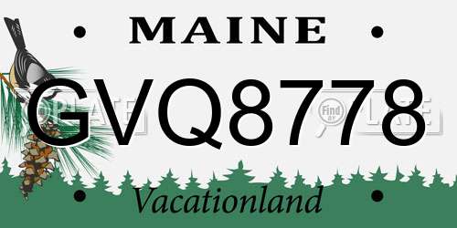 GVQ8778 Maine License Plate