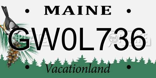 GW0L736 Maine License Plate