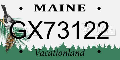 GX73122 Maine License Plate