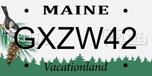 GXZW42 Maine License Plate