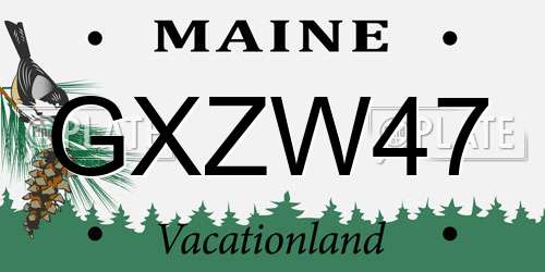 GXZW47 Maine License Plate