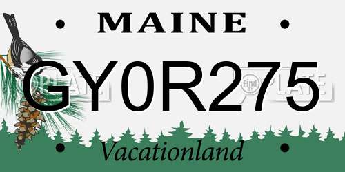 GY0R275 Maine License Plate