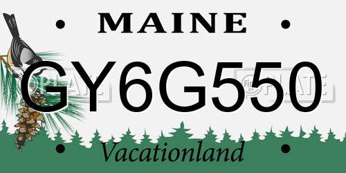 GY6G550 Maine License Plate