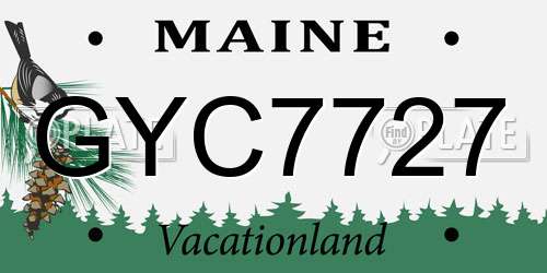 GYC7727 Maine License Plate