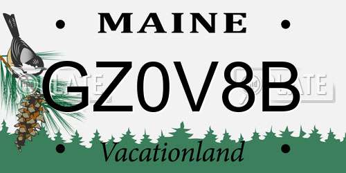 GZ0V8B Maine License Plate