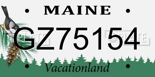 GZ75154 Maine License Plate