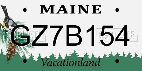 GZ7B154 Maine License Plate