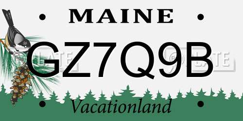 GZ7Q9B Maine License Plate