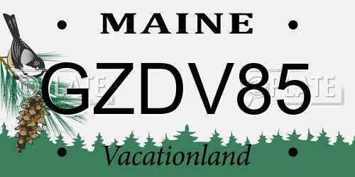 GZDV85 Maine License Plate