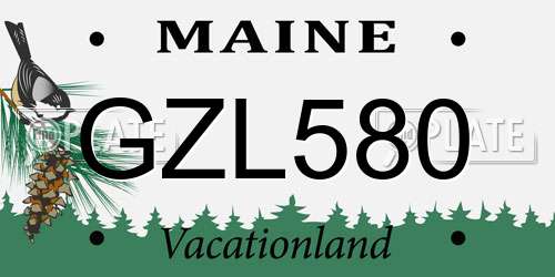 GZL580 Maine License Plate