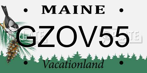 GZOV55 Maine License Plate