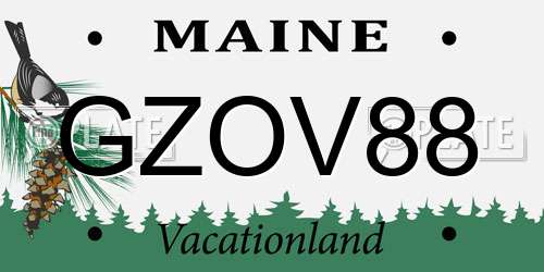GZOV88 Maine License Plate