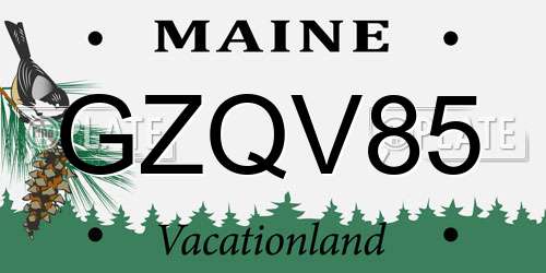 GZQV85 Maine License Plate