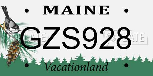 GZS928 Maine License Plate