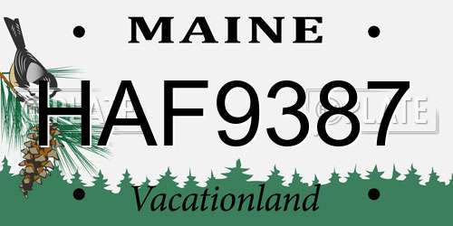 HAF9387 Maine License Plate