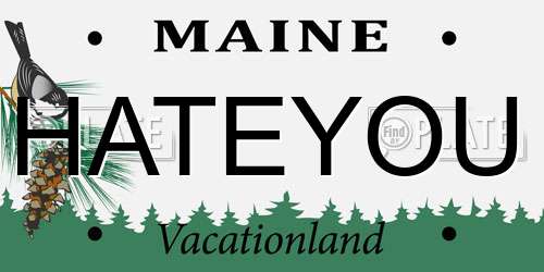 HATEYOU Maine License Plate