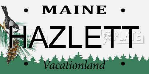 HAZLETT Maine License Plate