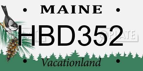 HBD352 Maine License Plate