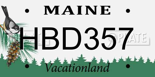 HBD357 Maine License Plate
