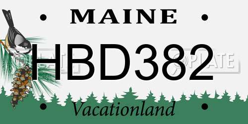HBD382 Maine License Plate