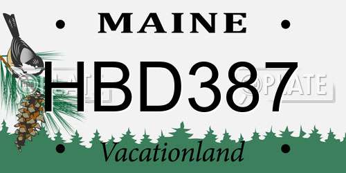 HBD387 Maine License Plate