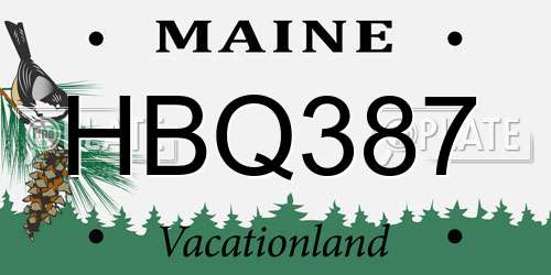 HBQ387 Maine License Plate