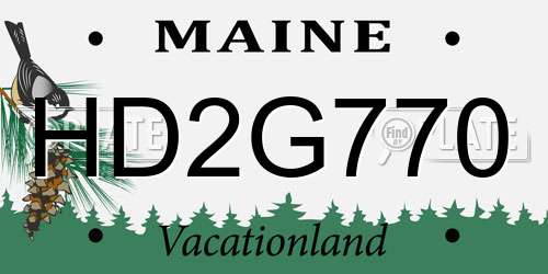 HD2G770 Maine License Plate