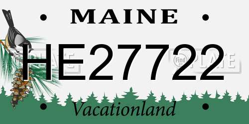 HE27722 Maine License Plate